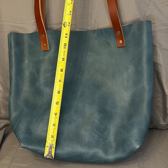 Portland Leather Tote, Limited Edition, Aqua / Blue, with Journal & Keychain - Picture 6 of 12